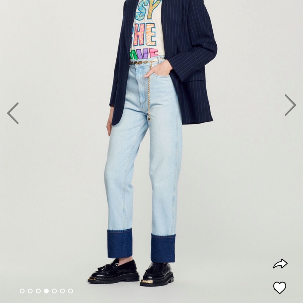 Faded jeans with contrasting cuffs
